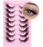 False Eyelashes Wispy Fox Eye Lashes Fluffy Faux Mink Lashes Spiky Strip Fake Eyelashes Natural F...