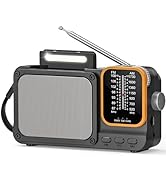 Tendak AM FM Radio with Best Reception, Portable Bluetooth Transistor Radios with LED Light/TF Ca...
