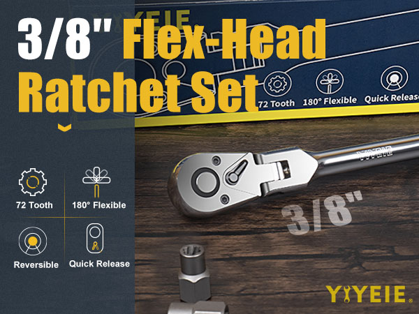 flex head ratchet set 3/8