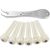 Donner Acoustic Guitar Bridge Pins, 6PCS White Bone Bridge Pins Inlaid 3mm Abalone Dot with Guita...