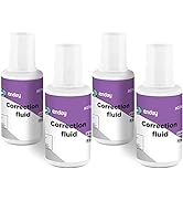 White Out Liquid Correction Fluid Pack of 4, White Fluid .7 fl. Oz. / 20 ml Multi-Purpose Smooth ...