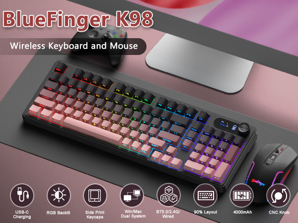 Wireless keyboard and mouse combo Creamy keyboard with number pad