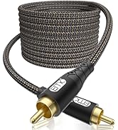EMK RCA to RCA Subwoofer Cable – 24K Gold-Plated Connector Nylon Braided Double Shielded Audio Ca...