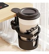 Deeper Desk Cup Holder, 360° Rotating Anti-Spill Cup Holder for Table, Adjustable Clamp on Cup Ho...