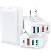 Flat USB Wall Charger, Excgood 40W 4Port USB and USB C Fast Charging Block PD+QC Foldable Wall Pl...