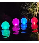 Rukars Floating Ball Pool Light Solar Powered 4 PCS, 14 Inch Inflatable Hangable IP68 Waterproof ...