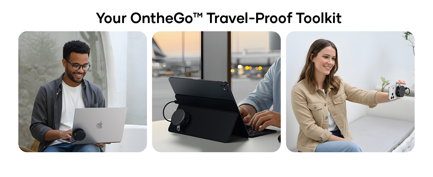 Satechi OntheGo 7-in-1 USB-C Hub, Compact Magnetic Multiport Adapter, Coiled Cable