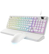 EWEADN Wired Keyboard and Mouse Combo with Detachable Wrist Rest, Quiet Ergonomic Keyboard Mouse ...