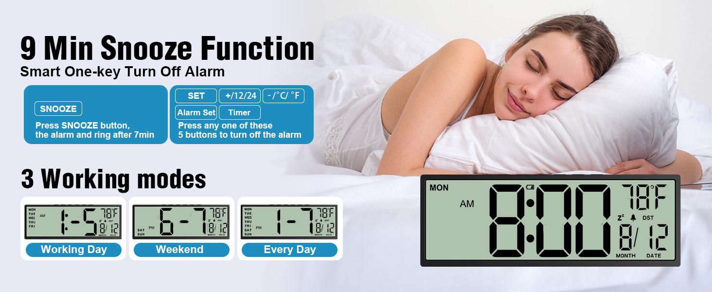 battery digital wall clock