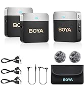BOYA Wireless Lavalier Microphone 2.4GHz Dual Channel Wireless Lapel Microphone System for Camera...