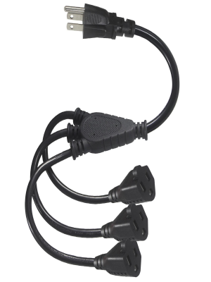 KUNCAN 3-Outlet Splitter Extension Cord, 1FT 16AWG NEMA 5-15P to 3*NEMA 5-15R Y-Splitter Cord
