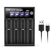 18650 Battery Charger,4 Bay 3.7V Li-ion Battery Charger with Smart LCD Display 2A Fast Charging f...