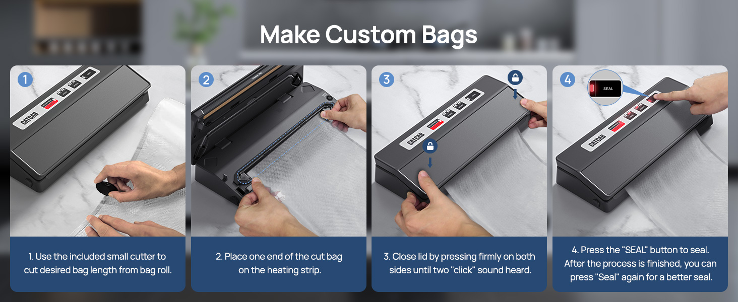 custom bag step diagram of sous vide vacuum sealer
