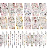 Maritown 48PCS Bible Verse Pens with Christian Notepads Inspirational Quotes Pens Flower Scriptur...