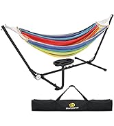 Garpans Double Hammock with Stand Portable Standing Hammock Heavy Duty Steel Stand with Built-in ...