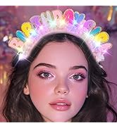 Uranian Light Up Birthday Headbands LED Pink Birthday Girl Hairbands Glowing Birthdays Hair Acces...
