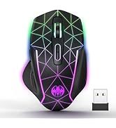 MELOGAGA Wireless Gaming Mouse, Mouse Jiggler for Laptop, Rechargeable 2.4G USB Cordless Mice wit...