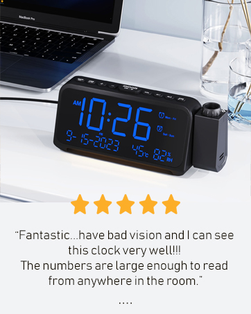 projection alarm clock large display bid bold numbers