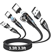 A.S Gen3 USB Magnetic Charging Cable 60W[2 Pack,3.3ft/3.3ft] - USB C to USB C Magnet Phone Charge...