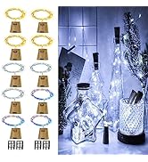 osteplus Wine Bottle Lights with Cork, 10 Pack with 12 Replacement Batteries Mini Fairy String Li...