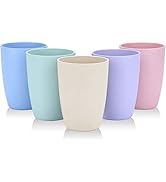 LuckyZone Wheat Straw Unbreakable Cup (12 oz) - Reusable Drinking Glasses Set of 5 - Dishwasher S...