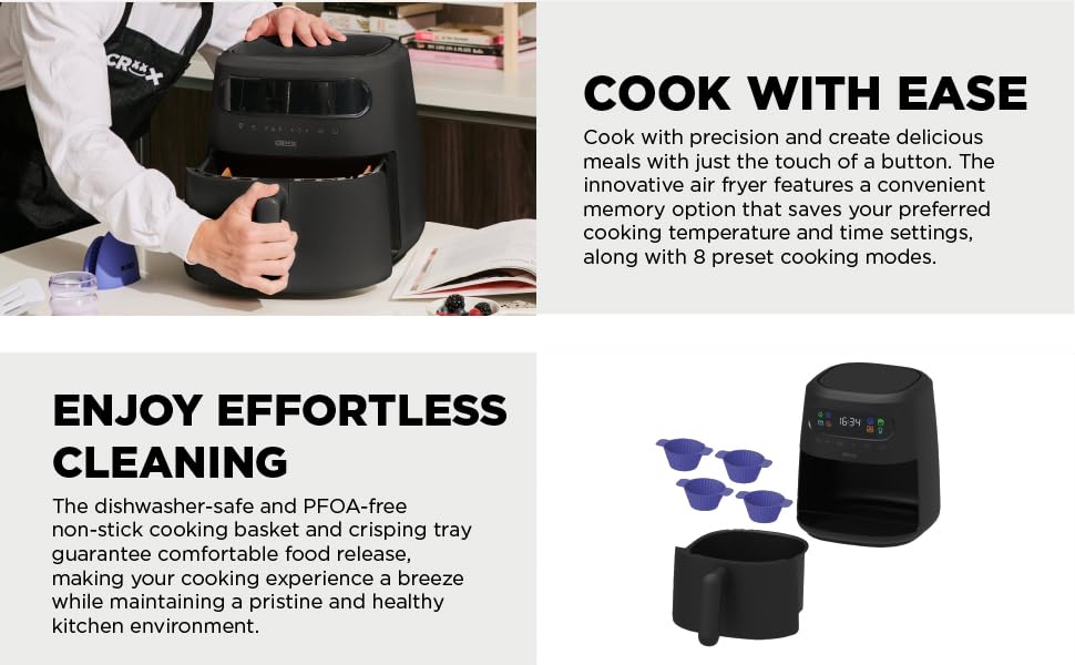 Memory Option, 8 Preset Modes, Dishwasher Safe Parts