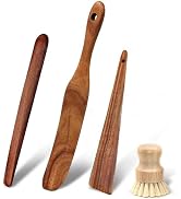 Golyhel 4PCS Wooden Spatula Set, Wooden Spurtle Set for Cooking, Stirring, Mixing, Serving, non S...