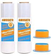 AMOGATO Stretch Warp Film for Moving and Packaging - Strong, Residue-Free, Easy to Use with Blue ...