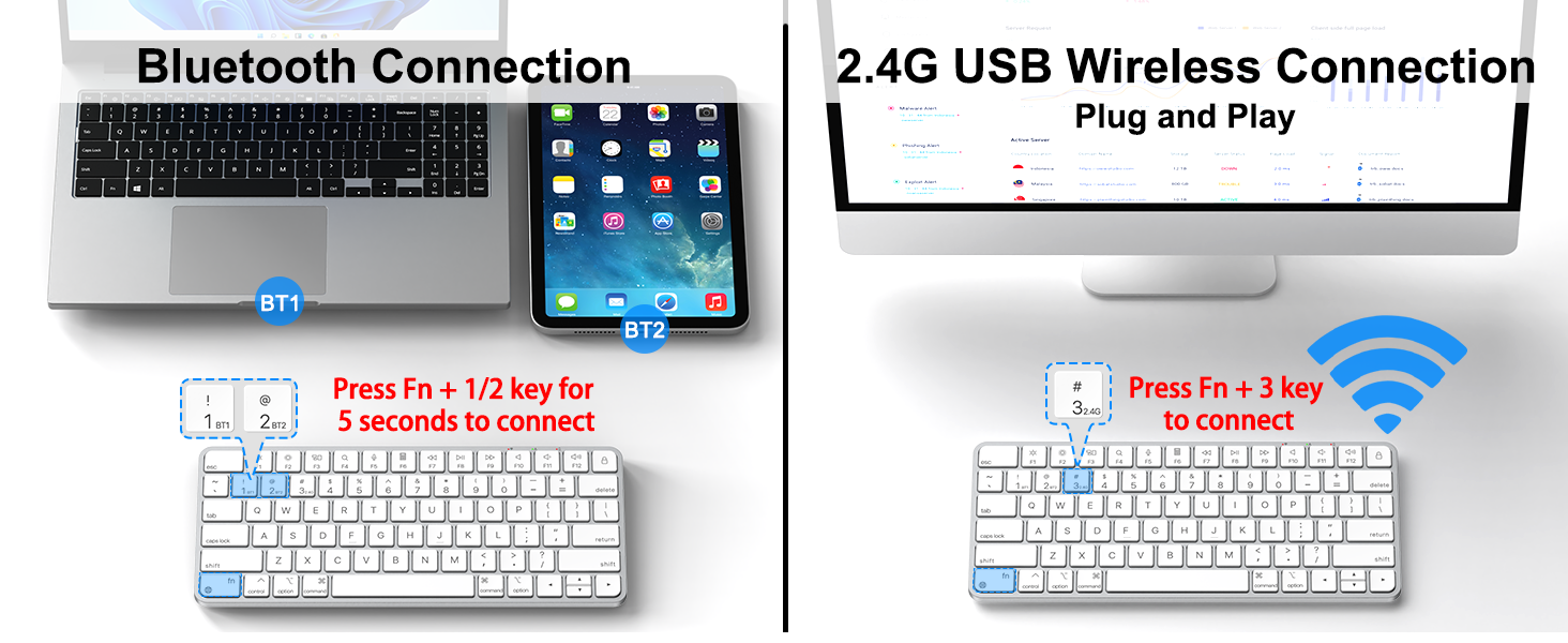 Bluetooth &amp; 2.4G Wireless Connection