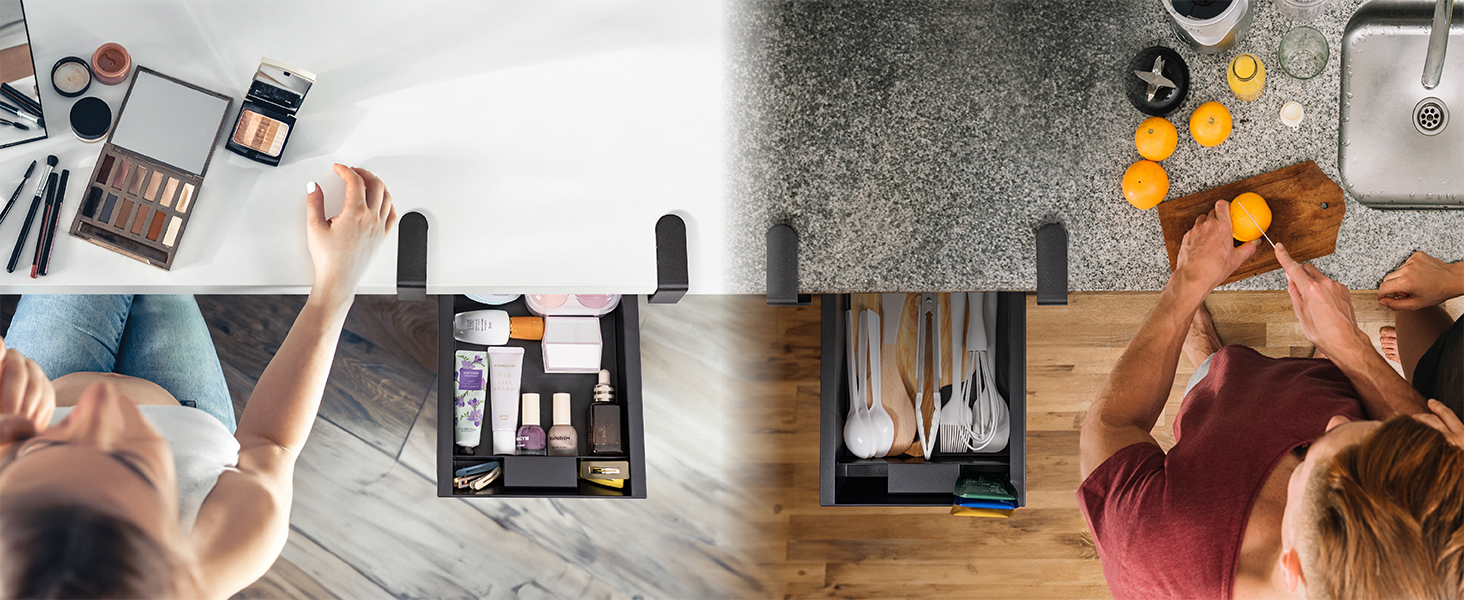 Easily clamps onto desks, vanities, or shelves. Strong grip without damaging surfaces.