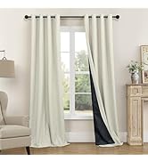 Pitalk Linen Black Out Curtains 96 Inches Long for Bedroom 2 Panel Set Grommet 100% Blackout Drap...
