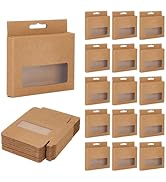PH PandaHall 24pcs Paper Packaging Boxes with Window, Mini Jewelry Gift Box 3.9x3.15x0.79inch Dat...