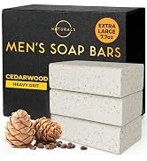 O NATURALS 7.76 oz (3PC) Exfoliating Soap Bar Cedarwood - Heavy Grit Mens Soap - All Natural Exfo...