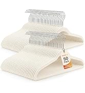 HOUSE DAY Ivory Velvet Hangers 50 Pack - Non Slip Felt Hangers, No Wrinkles | Closet Essentials P...