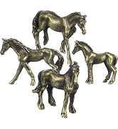 UKCOCO 4 Pcs Miniature Horse Figurines, Vintage Brass Metal Animal Statues for Fairy Garden, Terr...