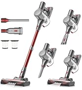 Zefiro Cordless Vacuum Cleaner for Home,450W /40Kpa 50Mins Stick Vacuum,Anti-Tangle 1.5L Dust Cup...