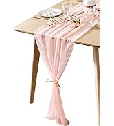 BOXAN Gorgeous Blush Peach Sheer Table Runner 30x120 Inch for Light Peach Romantic Wedding Decor,...