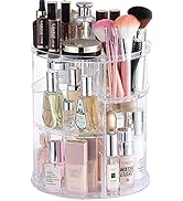 Cq acrylic 360 Degree Rotating Makeup Organizer for Bathroom,4 Tier Adjustable Cosmetic Storage C...