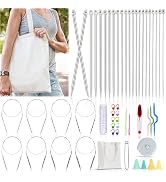 Katech Knitting Needles Set, 9 Pairs Circular Knitting Needles Set and 22 Pcs Single Pointed Knit...