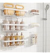 Veken 6-Pack Rustproof&amp;Waterproof Shower Caddy, Adhesive Shelves Rack with Soap Holder, Large Bat...