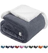 BEAUTEX Sherpa Fleece Throw Blankets, Soft Fluffy Flannel Plush Blanket and Throw, Fuzzy Cozy Gre...