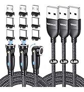 VAFOTON USB Charging Cable 3-Pack(3.3+3.3+6.6ft), 540 Rotating Phone Charger Cable with Data Tran...