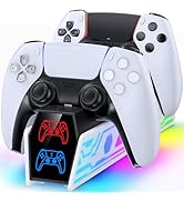 PS5 Controller Charger for Commodore 64 Game, PS5 Charging Dock for Original &amp; Edge with LED &amp; RG...