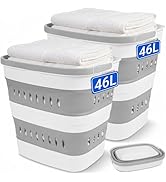 46L/12 Gal Collapsible Laundry Baskets, Foldable Hamper with Handles, Plastic Pop Up Storage Cont...