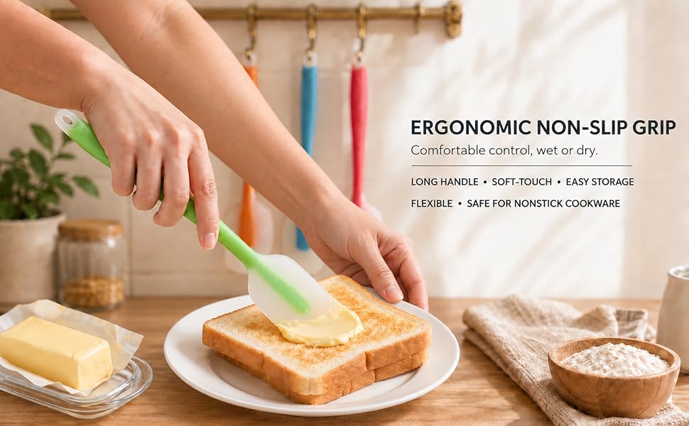 hiramware silicone spatula set non-slip grip