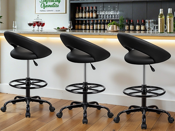 Office Drafting Chair with Foot Rest Wheels Shop Rolling Chair for Counter Kitchen Salon Home Vanity