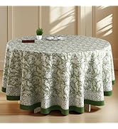 CPC Round Tablecloth- Cotton Indian Block Print Tablecloth -Handmade Printed Washable Cotton Tabl...
