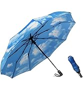 Siepasa Windproof Travel Compact Umbrella, 8-Ribs Anti-UV Waterproof Folding Umbrella with Telfon...