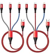 Multi Charging Cable [2Pack 4Ft] 3 in 1 Charger Cable Nylon Braided Fast Charging Cord Multi USB ...