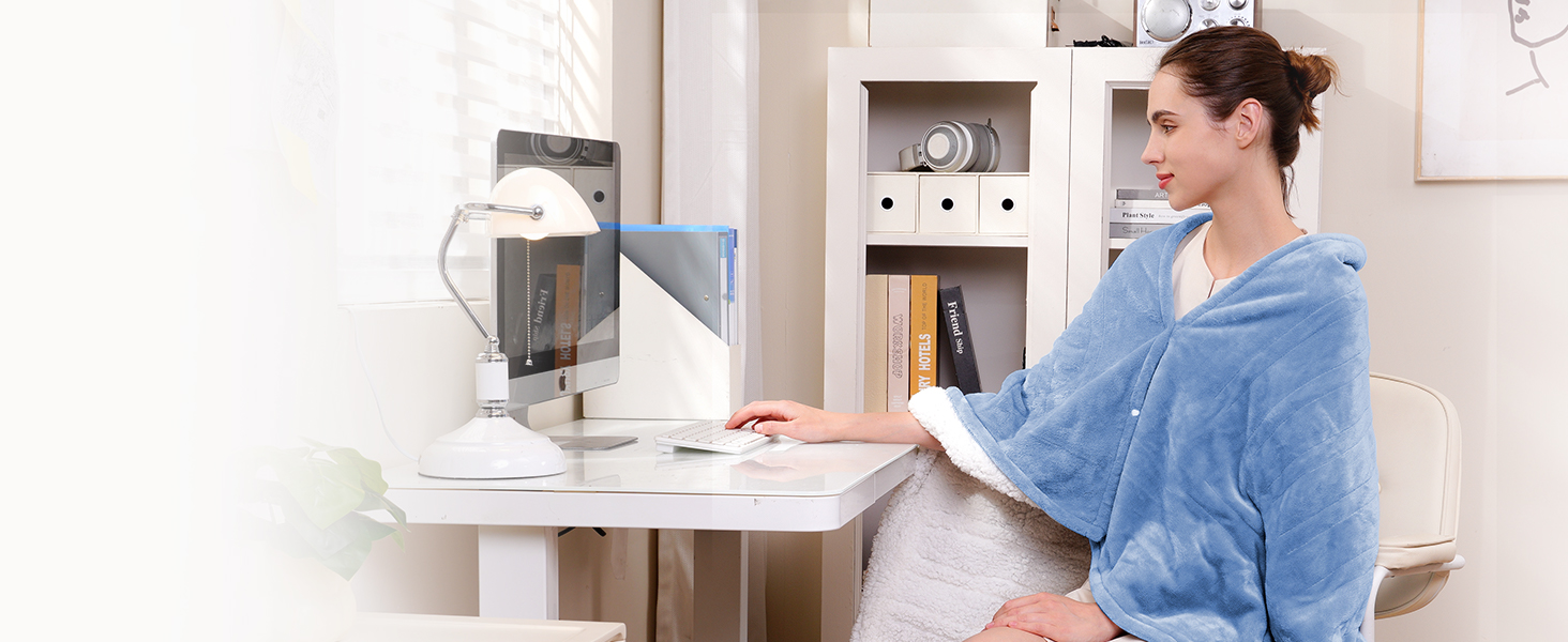 Wear heated blanket at office